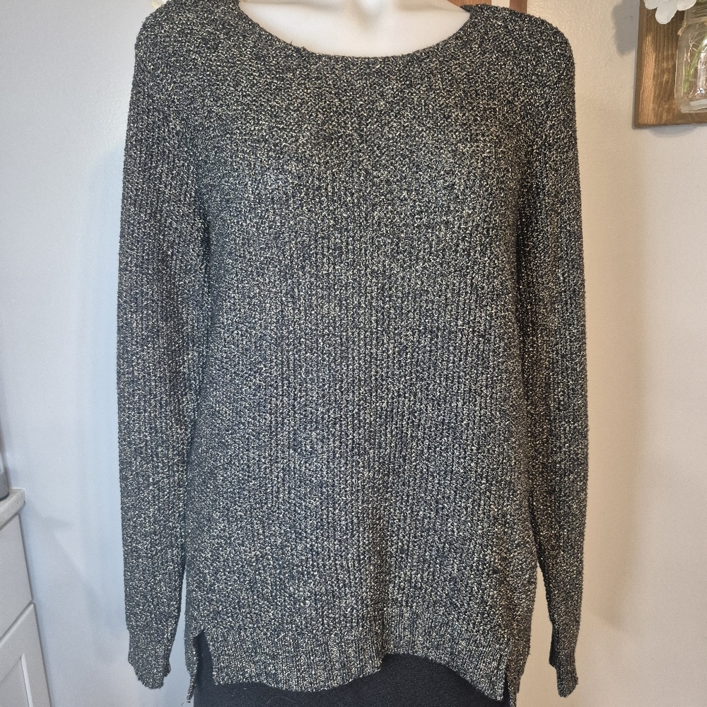 Rock & Republic Black & Gold Metallic Knit Sweater